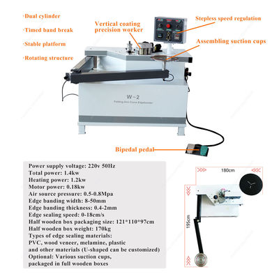 10.8m/min Velocidad de alimentación del panel Máquina de bandaje de borde de mini brazo plegable para paneles de PVC MDF