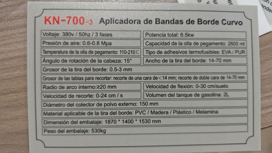 Función de recorte de esquinas KN-700-3 Máquina de bandaje de borde de alimentación totalmente automática