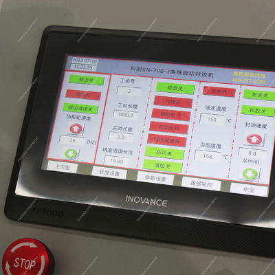 Máquina de banda de borde de arco totalmente automática con velocidad de 12 m/min y brazo plegable flexible