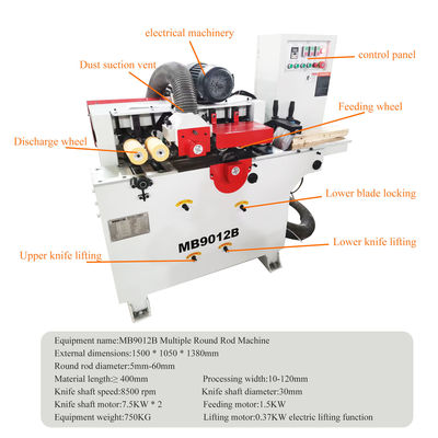 Proceso de carpintería MB9012B Máquina de fabricación de varillas redondas de alta velocidad industrial 7.5kw*2
