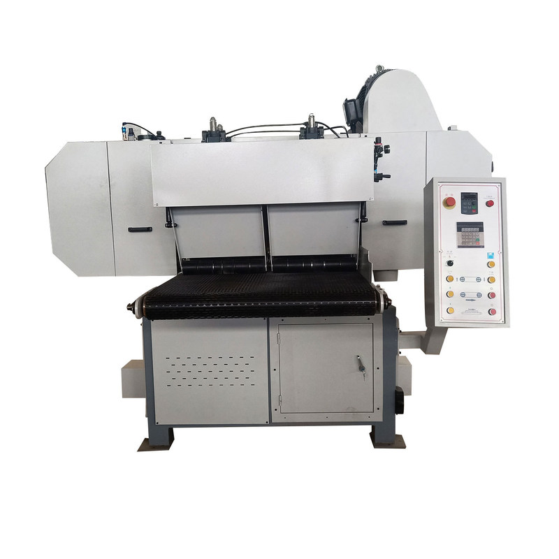 0.37kw Motor de elevación Máquina de sierra horizontal de banda de madera con doble hoja y transportador